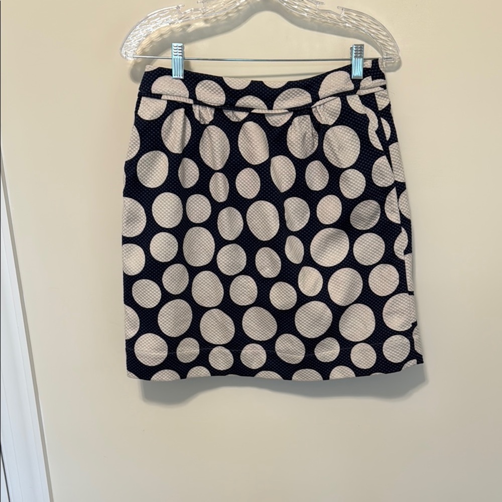 Boden Women’s Polka Dot Navy and Cream Skirt / Size 6R / Very Good Condition